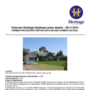 Victorian Heritage Database Place Details: Former Protestant Orphan Asylum and Common School